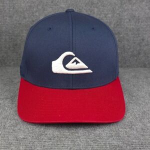 Quiksilver Hat Cap Mens FlexFit Navy Red Surf Coastal Beach Lifestyle L XL